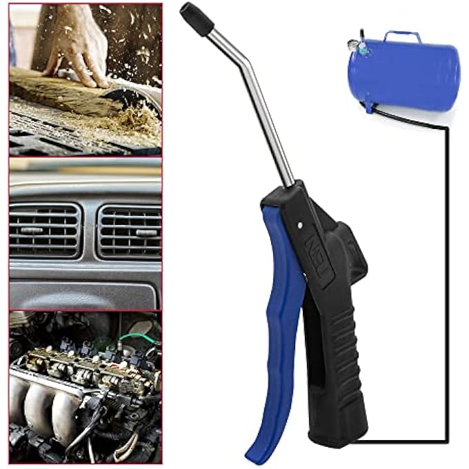 NEU 9.65-IN AIR BLOW GUN WITH RUBBER TIP,3 PCS,1/4" BRASSAIR INLET,ADAPT TO CAR CLEAN,IRON FILINGS CLEANING - Image 3
